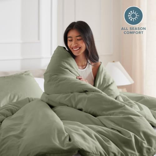 Bare Home Duvet Cover Set 1800 Ultra-Soft (Queen, Sage)