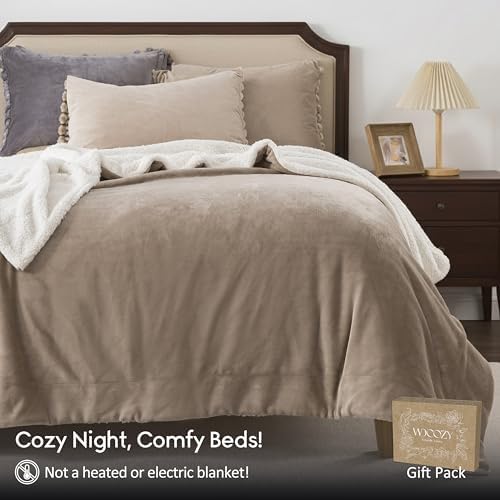 WDCOZY Sherpa Fleece Throw Blanket 108"x90", Soft Warm Bed Blankets