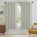 RYB HOME Greige 100% Blackout Curtains 63 inches Long for