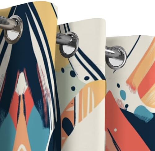 Blackout Curtains for Bedroom Abstract Design 84 Inch Length Thermal