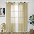 MUMFAS Light Brown Sheer Curtains with Tab Top Look Semi Taupe Tan