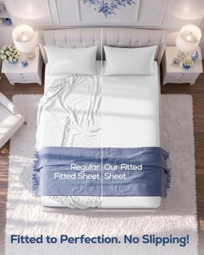 California King Fitted Sheet, Ultra Soft Fits Up to 15" Deep Pocket