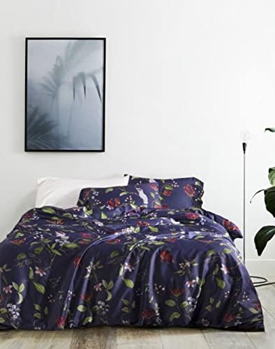 Eikei Exotic Modern Floral Print Bedding Birds Flowers Dusty Grey