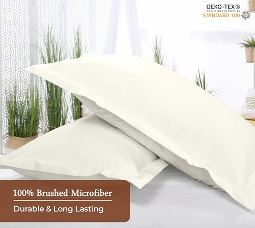 Royale Linens Microfiber Euro Size Pillow Shams Set of 2 - Ivory Shams