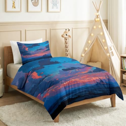 King Duvet Cover Set Natural Scenery Clouds and Sunset Bedding with