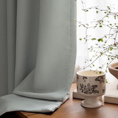 ENJOYBRIDAL Light Grey 63 Inch Curtains for Bedroom Semi Blackout