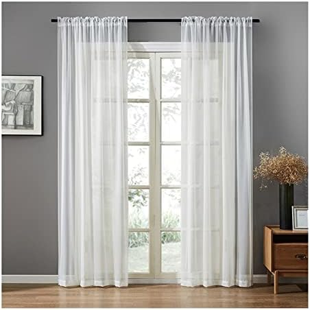 Sheer Bedroom Curtains 2 Panel Sets 54 x 108, Sheer Privacy Curtains