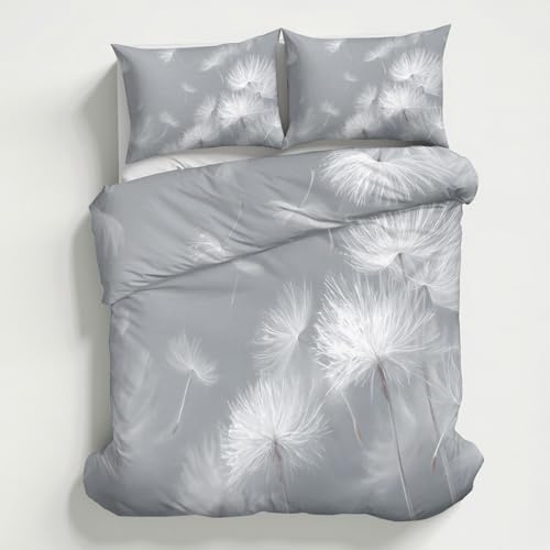 Dandelion Bedding King Duvet Cover, Minimalist Botanical Bedroom