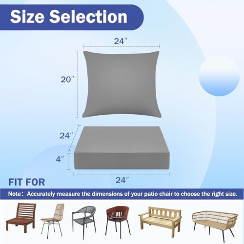 IASEAHK Outdoor Seat Cushion Set, Waterproof & Fade Resistant Patio