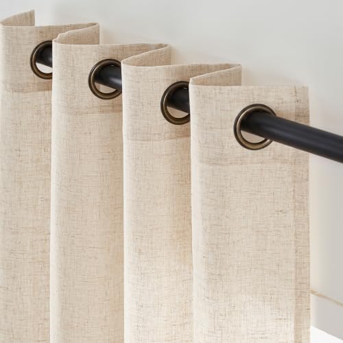 jinchan Linen Curtains 96 Inch Light Filtering Grommet 2 Panels Beige