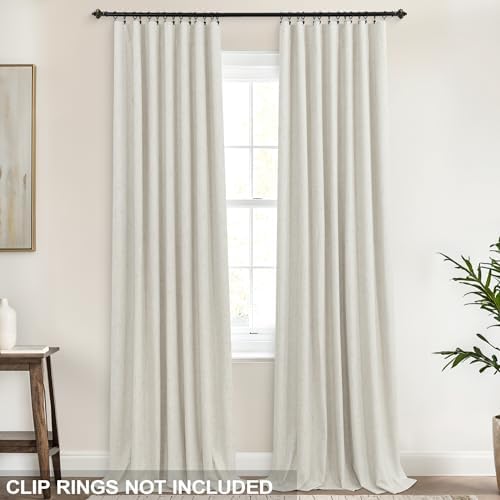 KOUFALL Back Tab Linen Blackout Curtains
