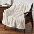 Classic Grid Sherpa Fleece Throw Blanket Geometric Crossed Lines