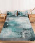 Fitted Sheets Elastic Deep Pocket Bed Sheet Twin XL Cyan Gray Graffiti