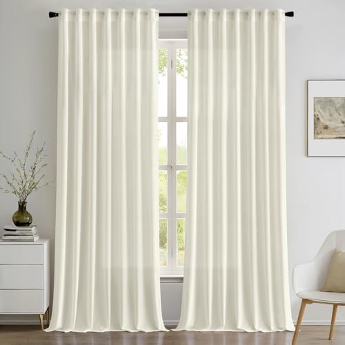EMEMA Ivory Privacy Sheer Curtains 2 Panels W52xL96 Inch Light
