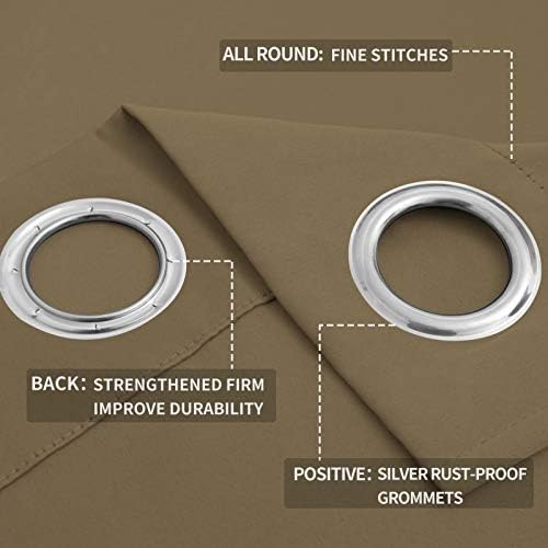 Easy-Going Thermal Grommet Blackout Curtains, 2 Panels 52x96 in, Tan