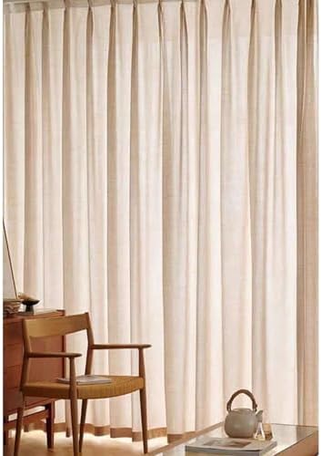 Light Brown Curtain Drapes for Bedroom Grommet Set of 2, Linen Yarn