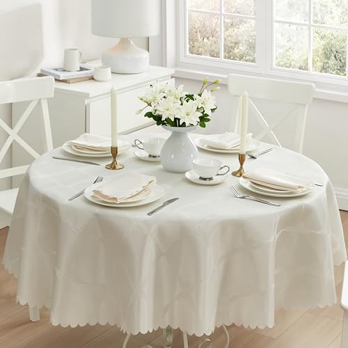 Newbridge Holiday Ribbons Bows Ivory 90" Round Tablecloth