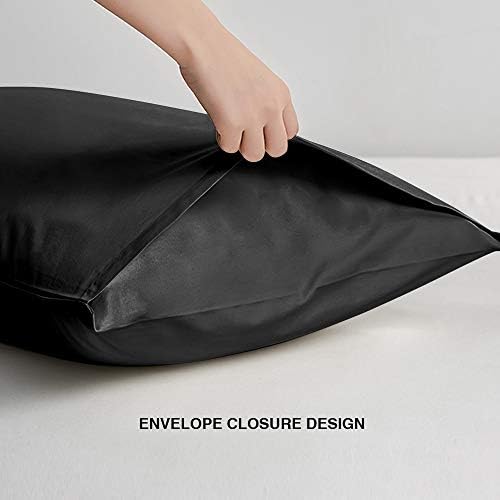 FLXXIE 6 Pack Microfiber Queen Pillowcases,Envelope Closure, Black