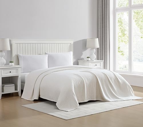 Grand Hotel Lightweight Full/Queen Blanket, 100% Cotton, Ivory