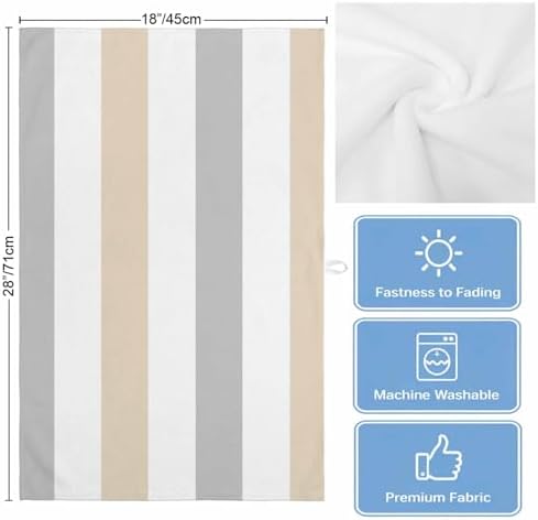 Classical Beige Grey Striped Kitchen Towels Soft Absorbent Dish Towels