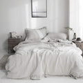 Simple&Opulence 100% French Flax Linen Duvet Cover Set with Embroidery