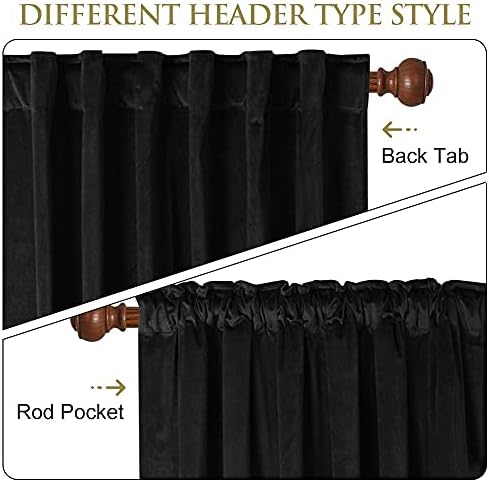 StangH Black Velvet Blackout Curtains 120 Inches for Sliding Door