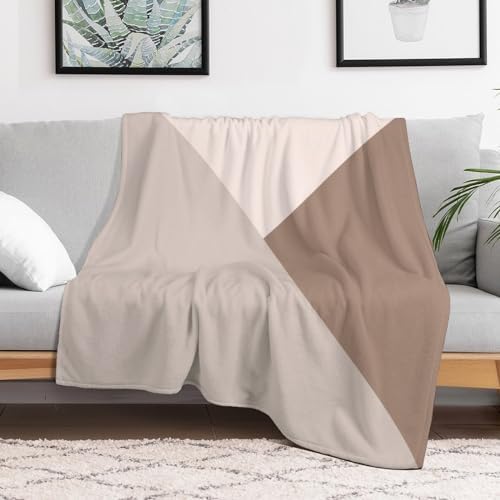 Plush Throw Blanket, Taupe Beige Cream Throws for Couch Sofa Bed Warm