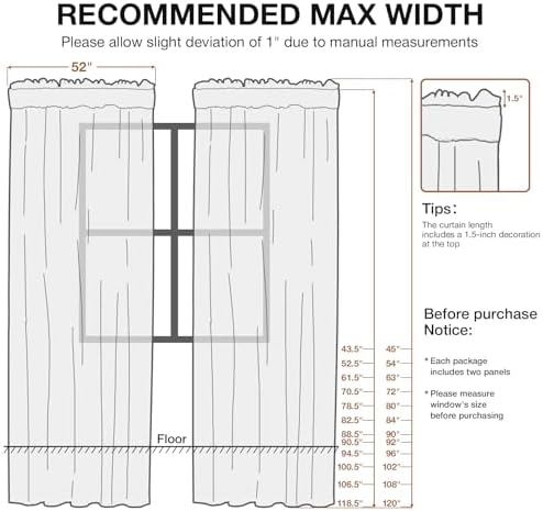 Anmao Non-See-Through Off White Privacy Semi Sheer Curtains for Living