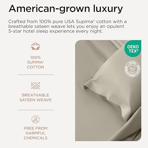 Threadmill 800 Thread Count Cotton Full Sheet Set, Sateen, Taupe