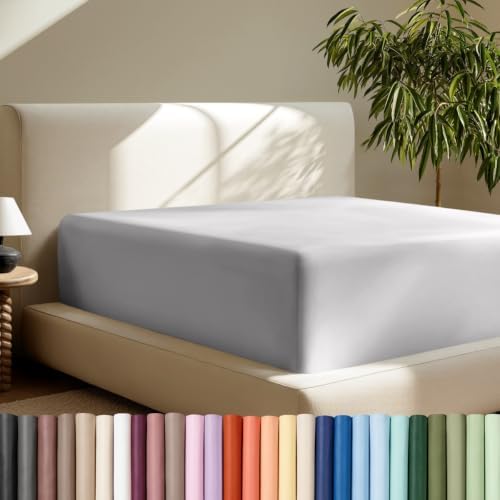 Bare Home Deep Pocket Fitted Sheet (Twin XL - 22" Pocket, Light Grey)