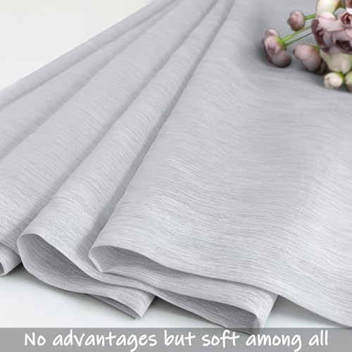 Grey Sheer Curtains 63 Inch Length for Bedroom 2 Panels Set Voile