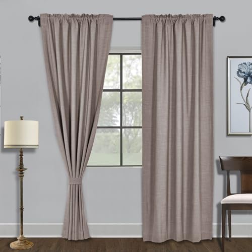Fcosie Back Tab & Rod Pocket Linen Curtains 84 in Length Completely
