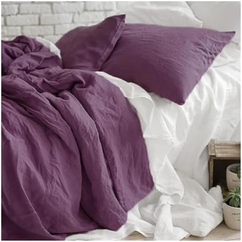 100% Linen Duvet Cover with Button Closures, Natural Flax Solid Colors