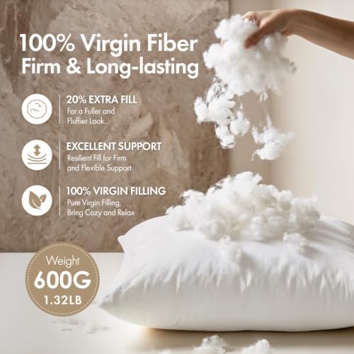 MIULEE 20x20 Pillow Inserts 4 Pack, 100% Virgin Fiber Filling Throw