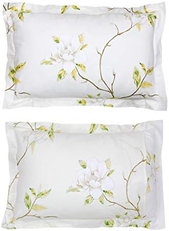 FADFAY White Floral Duvet Cover Set 100% Cotton Farmhouse Bedding with
