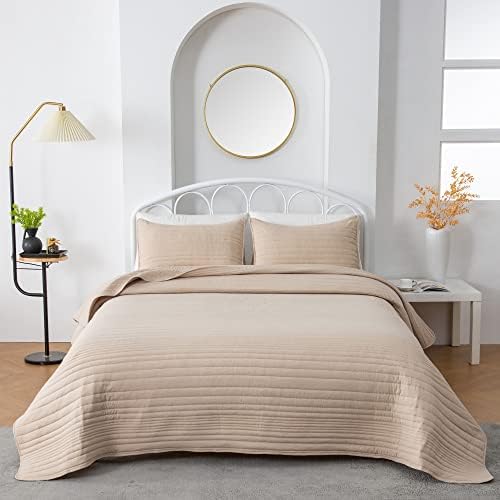 Market & Place Quilt Set Twin Size Taupe | Lightweight Ultra Soft