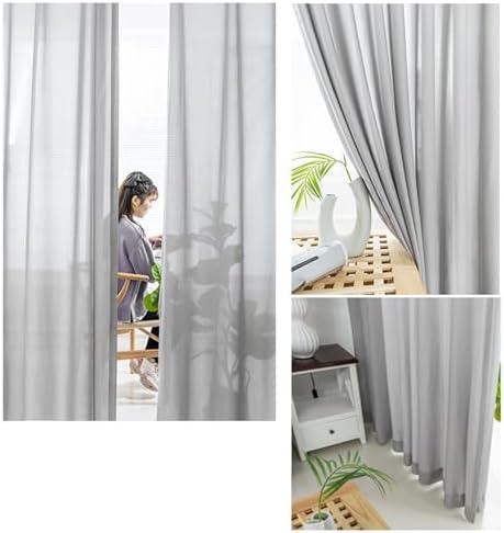 Beydodo Semi Sheer Curtains 63 Inch Length 2 Panels Set, Bedroom