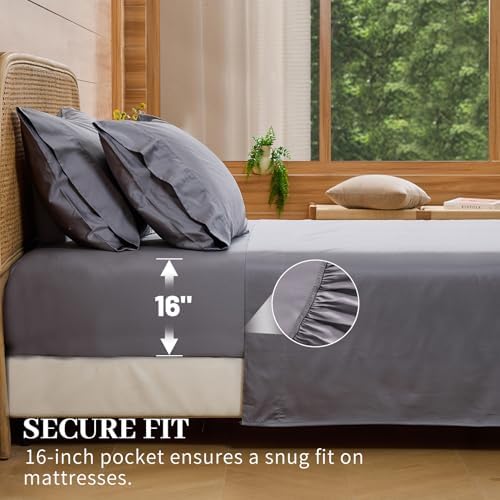 Bedlifes 1000TC Egyptian Cotton King Sheets, 4Pcs, 16" Deep Pocket