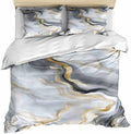 Gray Ombre Marble Bedding 3 Piece Duvet Cover Set Queen Size, Abstract