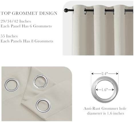 PONY DANCE Cream Blackout Curtains for Bedroom 84 Inch Length 2 Panels