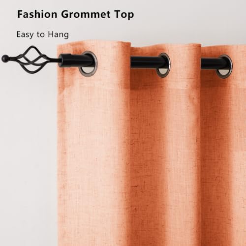 Linen Blended Sheer Curtains & Drapes - 96 Inches 2 Panels Set