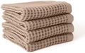 Waffle Hand Towels for Bathroom Set of 4, Brown, 20x35