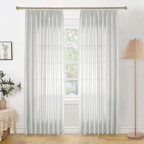 2 Panels Light Filtering Pinch Pleated Curtains, 108 Inches Long