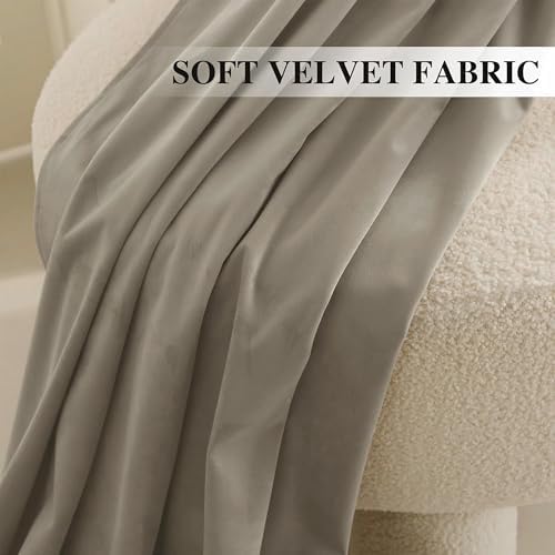 RYB HOME Taupe Velvet Blackout Curtains 84 inches for Bedroom Living