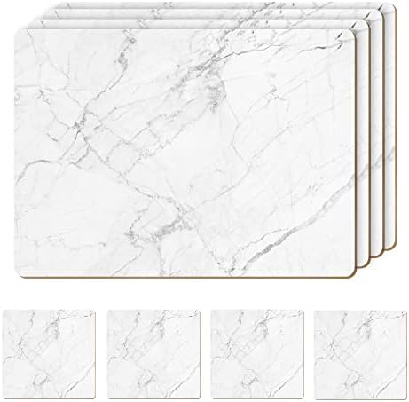 Set of 4 Heat Resistant Cork Placemats for Dining Table with Free Set