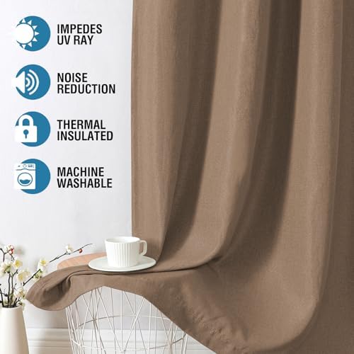 H.VERSAILTEX Linen Blackout Curtains 96 Inches Long for Bedroom/Living
