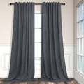Dark Grey Curtains 84 Inch Length 2 Panels Set for Living Room Pleated