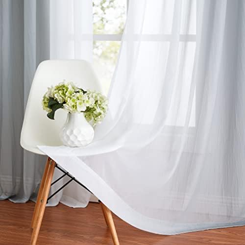 Grey Ombre Sheer Curtains 63 Inch Long Grommet Top for Living Room 2