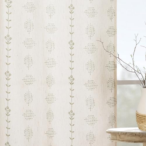 Coastal Striped Curtains for Living Room, Sand Tan Beachy Farmhouse