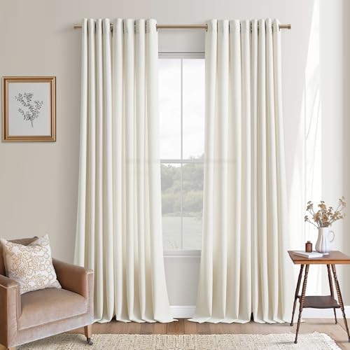 Ivory Semi Sheer Bronze Grommet 108 Inch Extra Long Linen Window